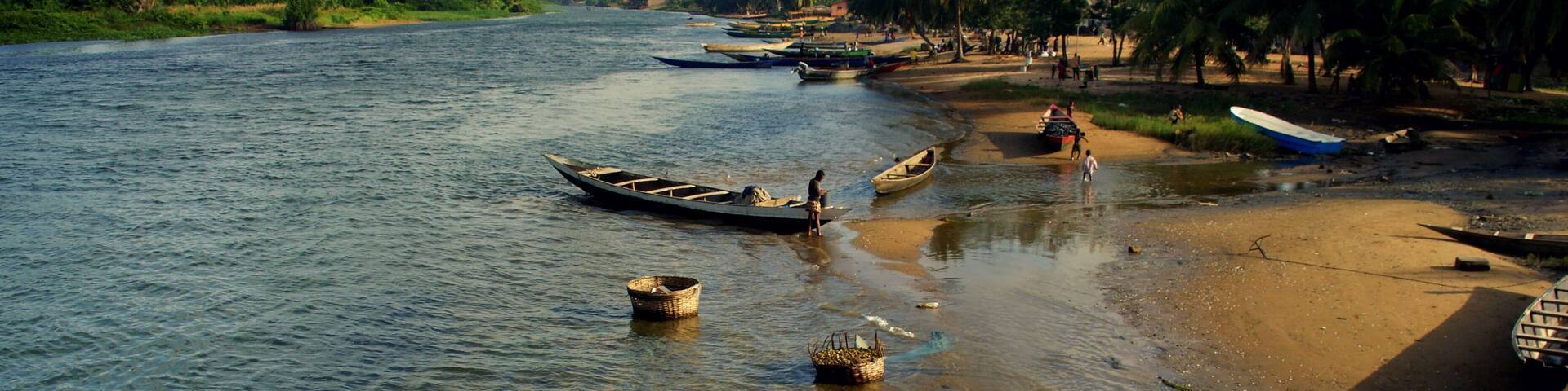 River life at Volta river in southern Ghana