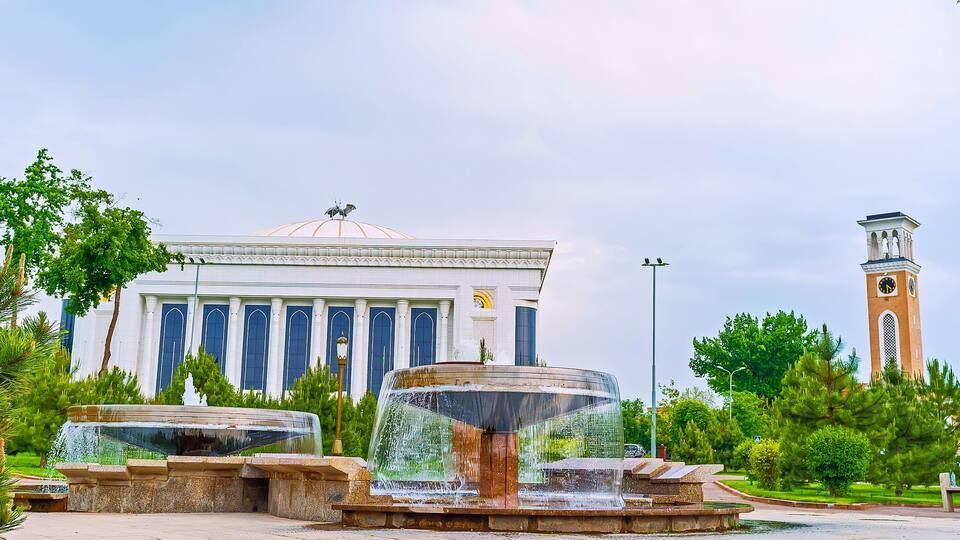 The stone fountins on Amir Timur Square of Tashkent, Uzbekistan