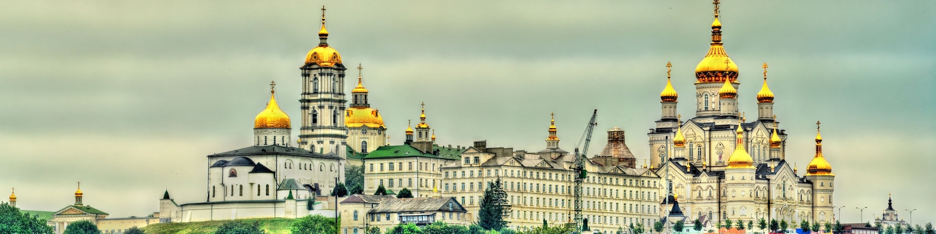 Panorama of Holy Dormition Pochayiv Lavra, an Orthodox monastery in Ternopil Oblast of Ukraine