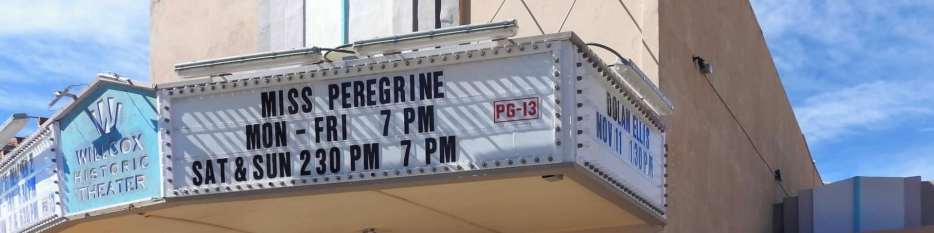 The Willcox Historic Theater in Willcox, AZ, with Art Deco facade was opened in January 1937, showing The Gorgeous Hussy, with Joan Crawford. (October 2016)