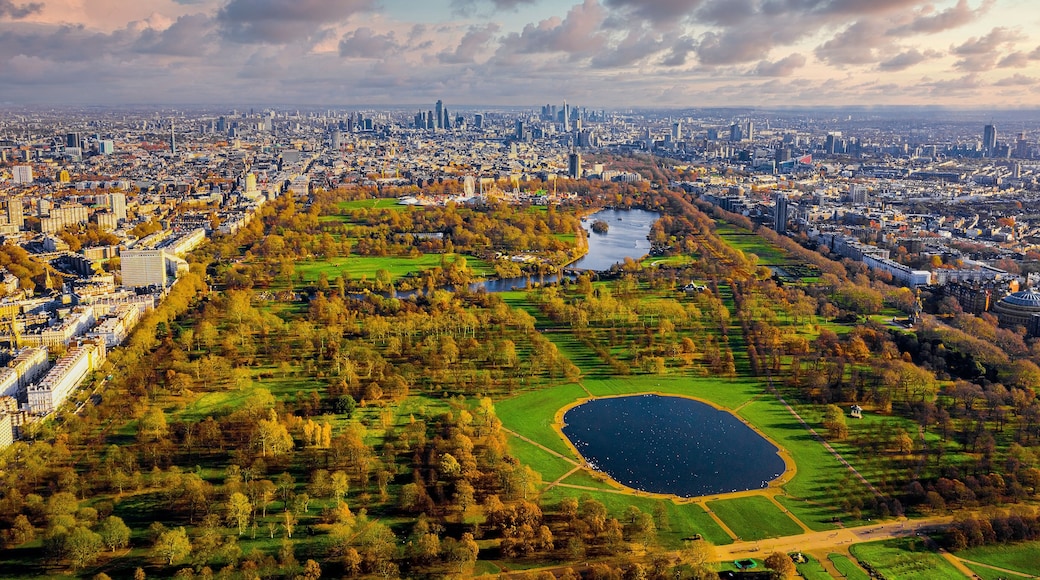 Beautiful aerial London view from above with the Hyde park