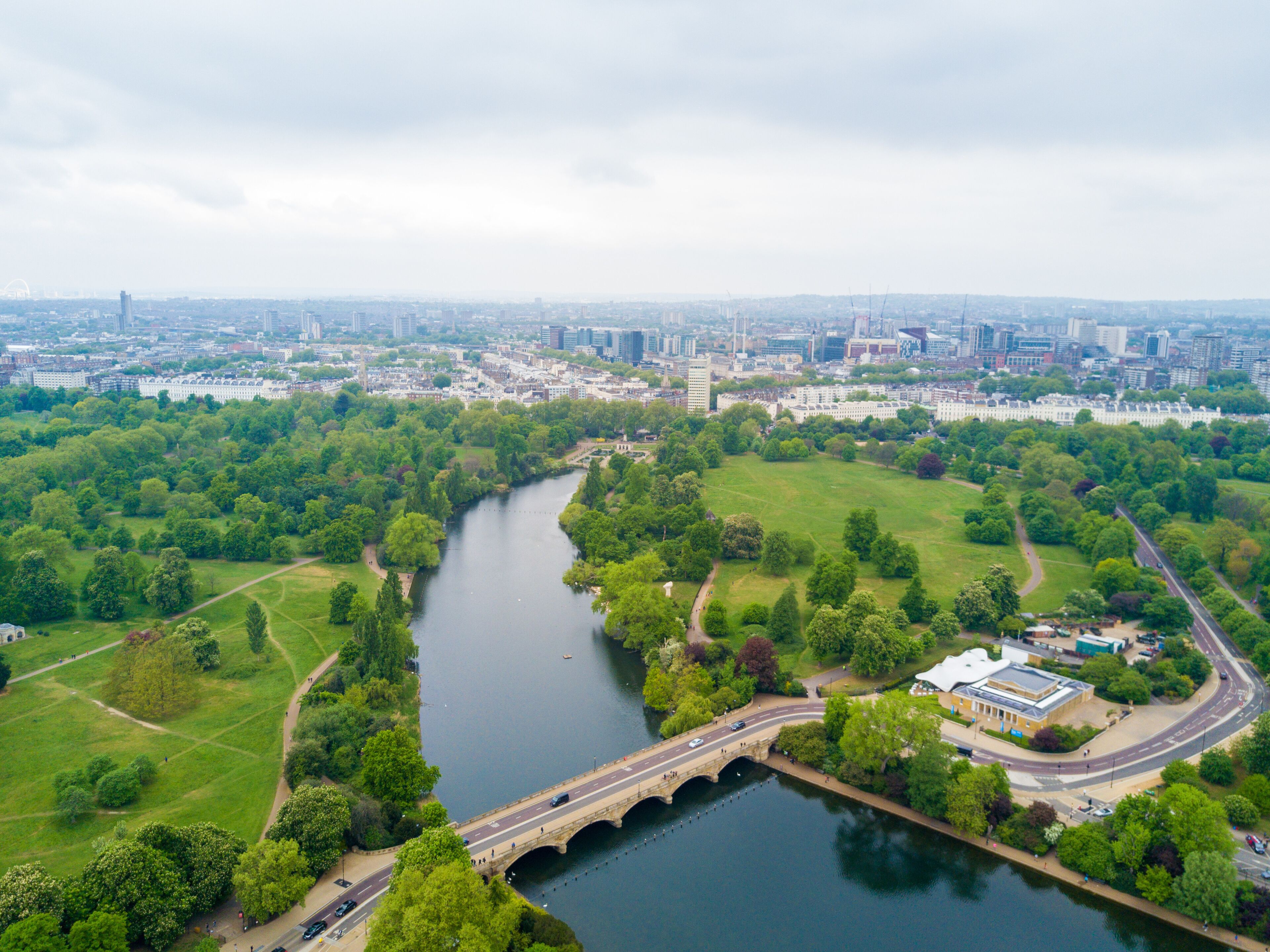 Aerial Hyde park view in London