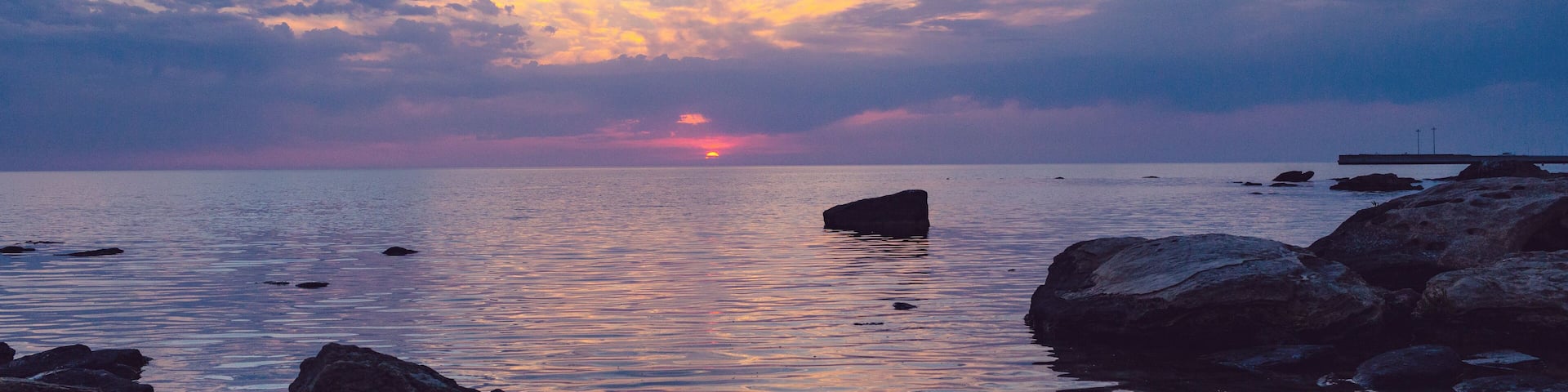 Sunset on the Caspian Sea, Kazakhstan, Aktau. Relax, rest, vacation.