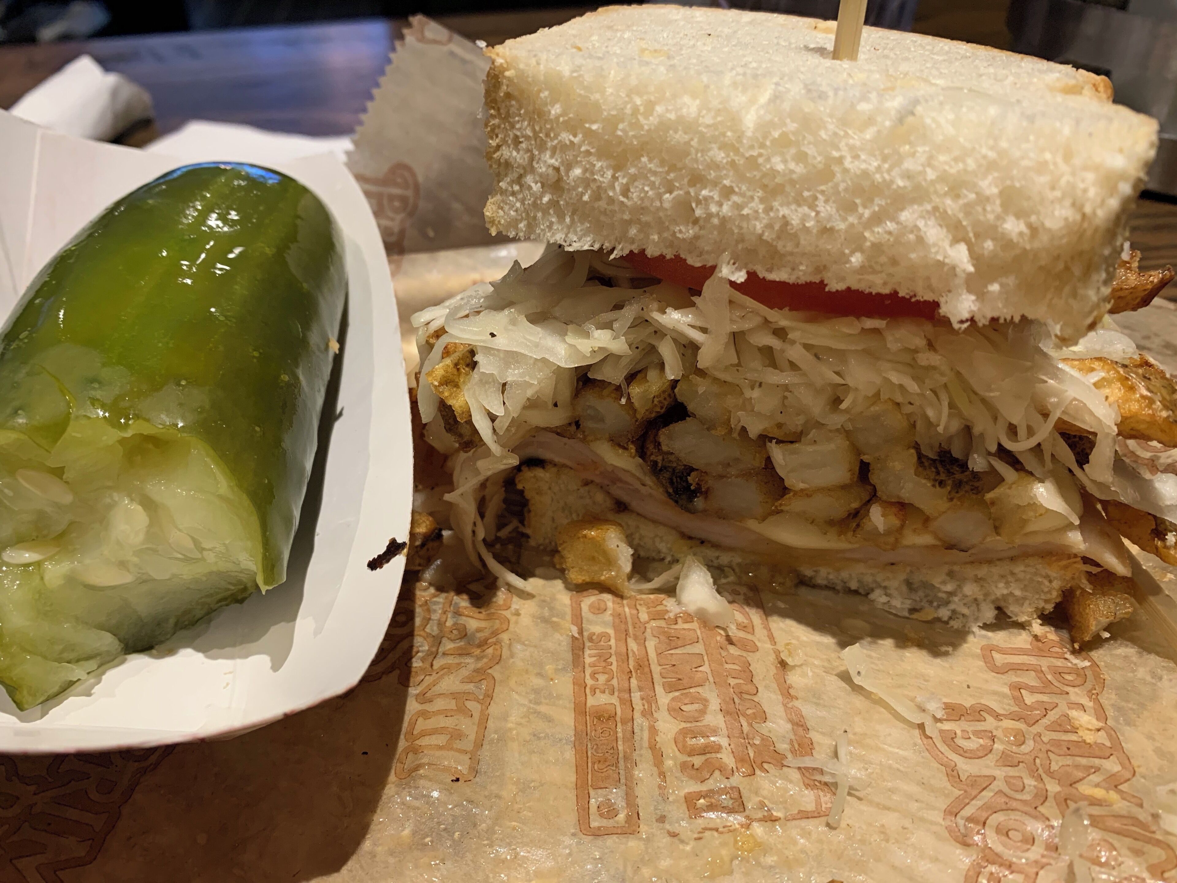 The famous Primanti Bros. Sandwich: your choice of meat and cheese with coleslaw and fries piled on the sandwich itself. The first bite I was unsure, but by the third bite I knew I wanted to marry it.