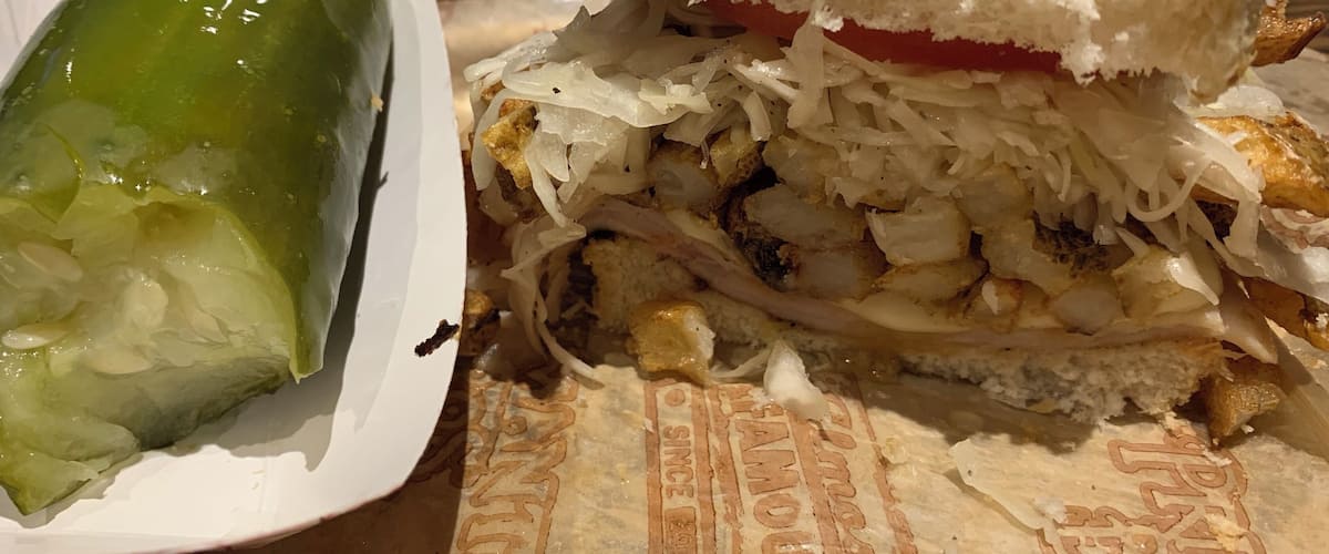 The famous Primanti Bros. Sandwich: your choice of meat and cheese with coleslaw and fries piled on the sandwich itself. The first bite I was unsure, but by the third bite I knew I wanted to marry it.