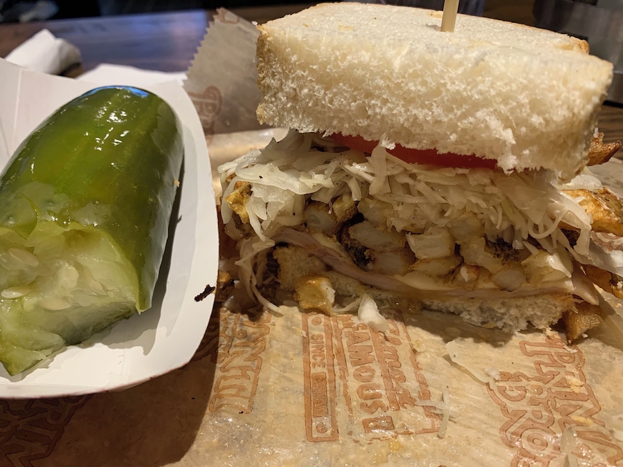 The famous Primanti Bros. Sandwich: your choice of meat and cheese with coleslaw and fries piled on the sandwich itself. The first bite I was unsure, but by the third bite I knew I wanted to marry it.