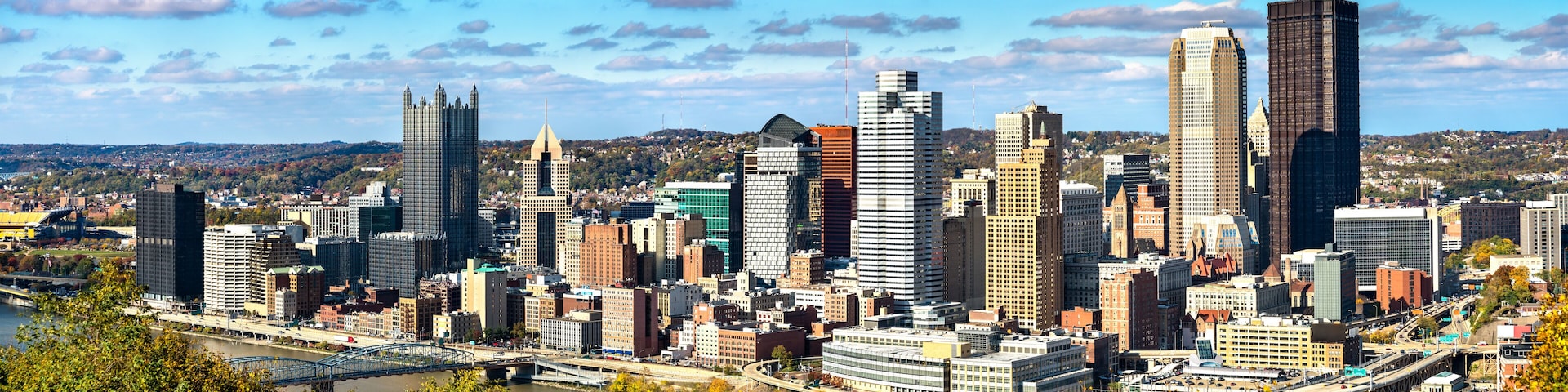 Panorama of Downtown Pittsburgh, known as the Golden Triangle. Pennsylvania, USA