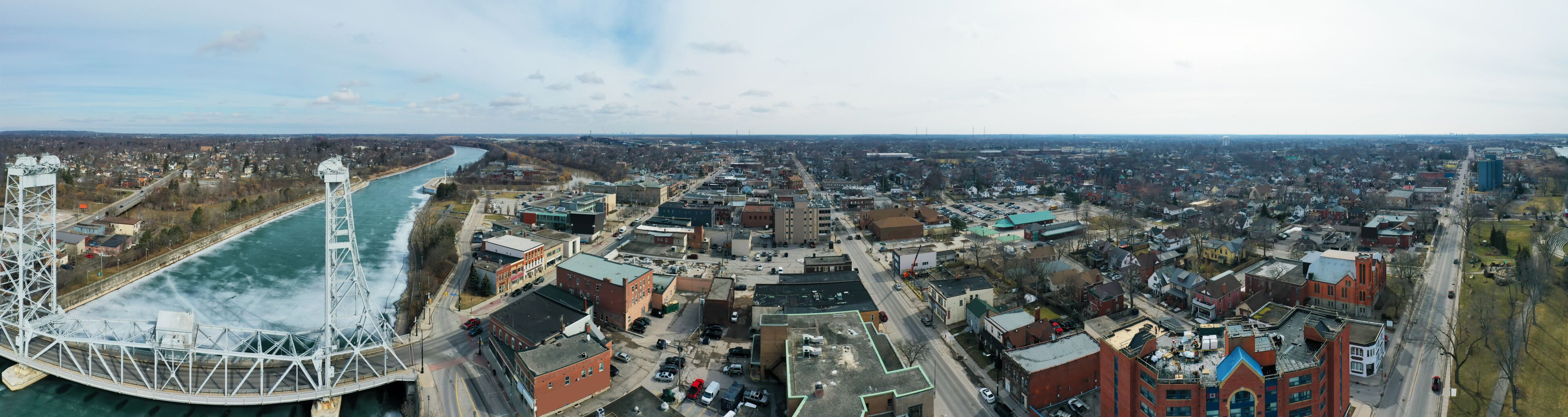 Aerial panorama view of Welland, Ontario, Canada