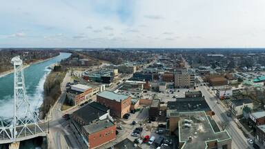 Aerial panorama view of Welland, Ontario, Canada