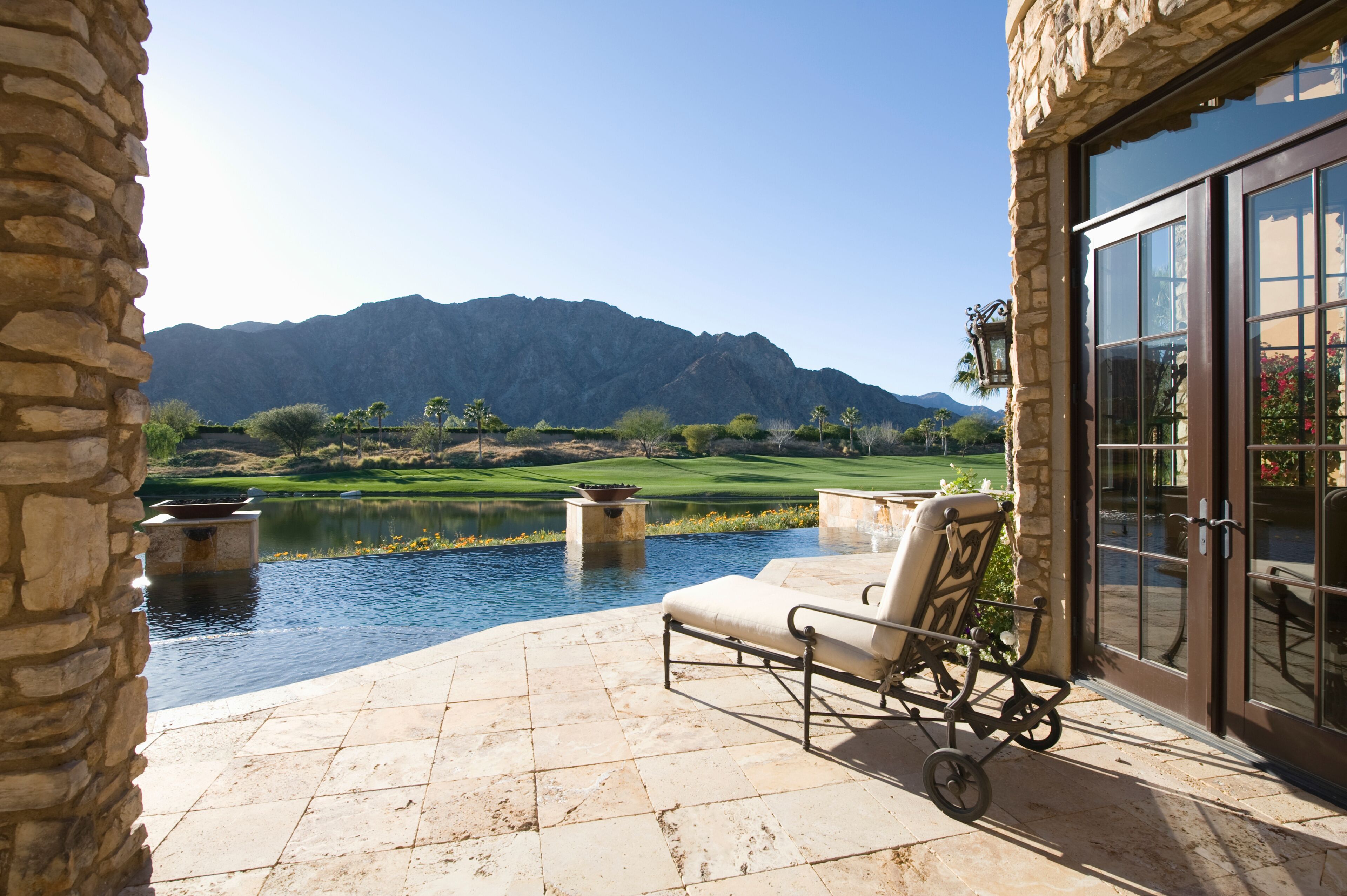 Sunlounger with view of mountains in Riverside County, California