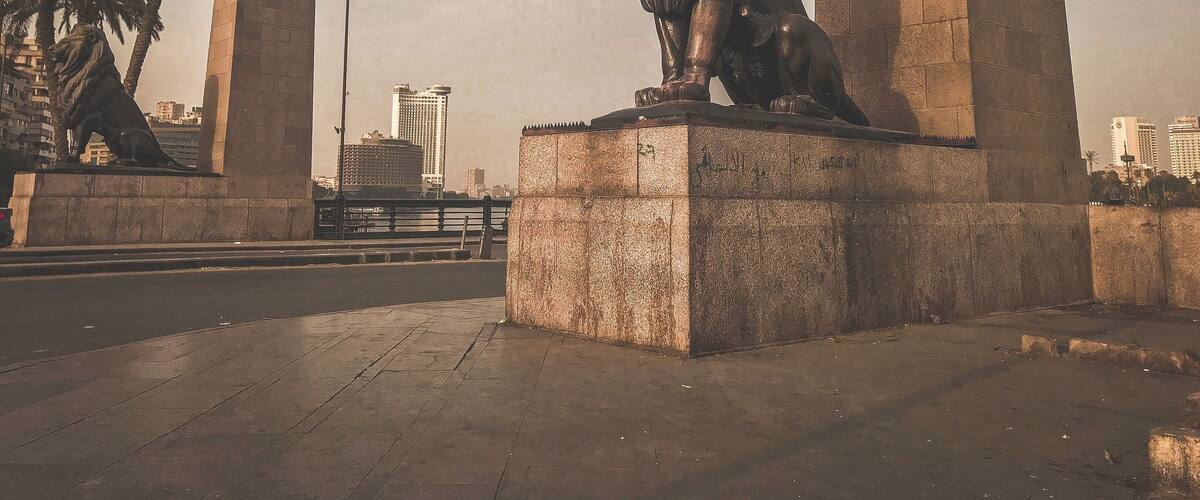 The Lion statue at Bridge of Qasr Al Nile.