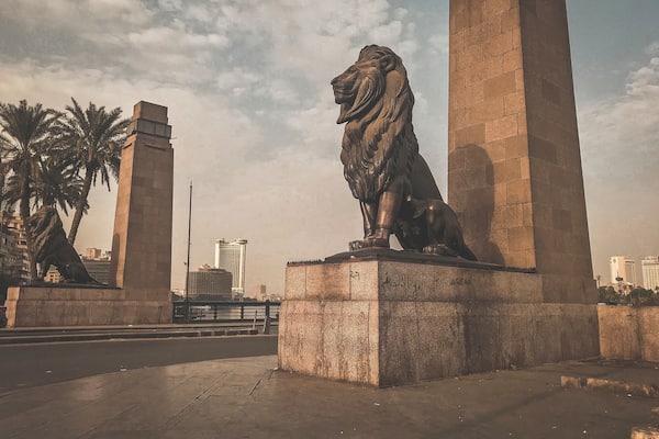 The Lion statue at Bridge of Qasr Al Nile.