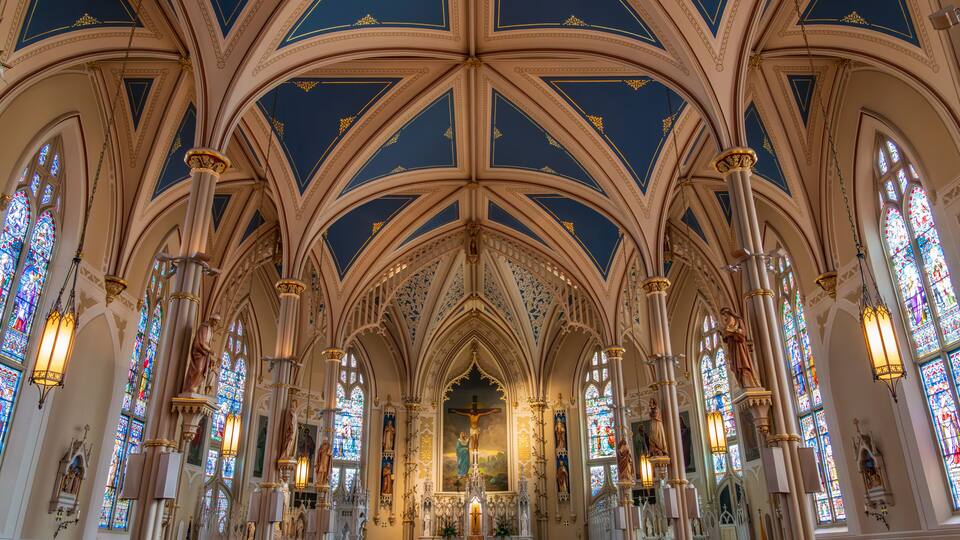 Interior of St Mary Basilica or Cathedral in Mississippi city of Natchez