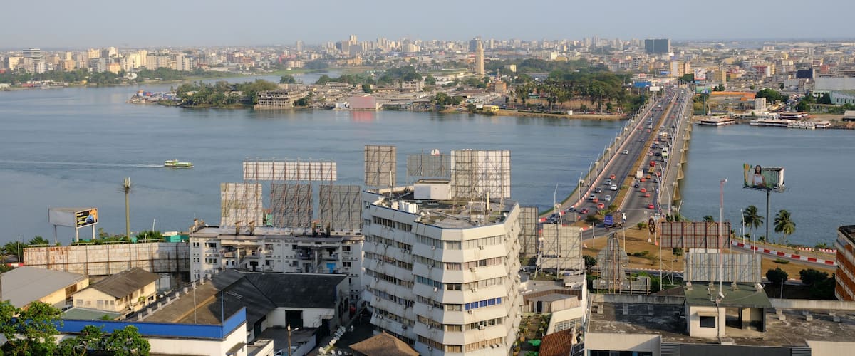 Abidjan, Ivory Coast city and bridge panorama