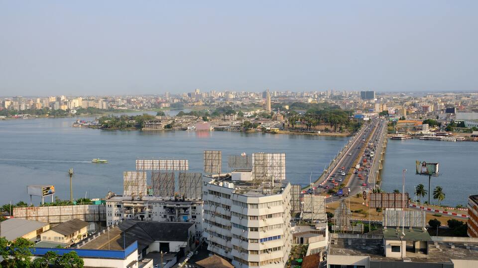 Abidjan, Ivory Coast city and bridge panorama