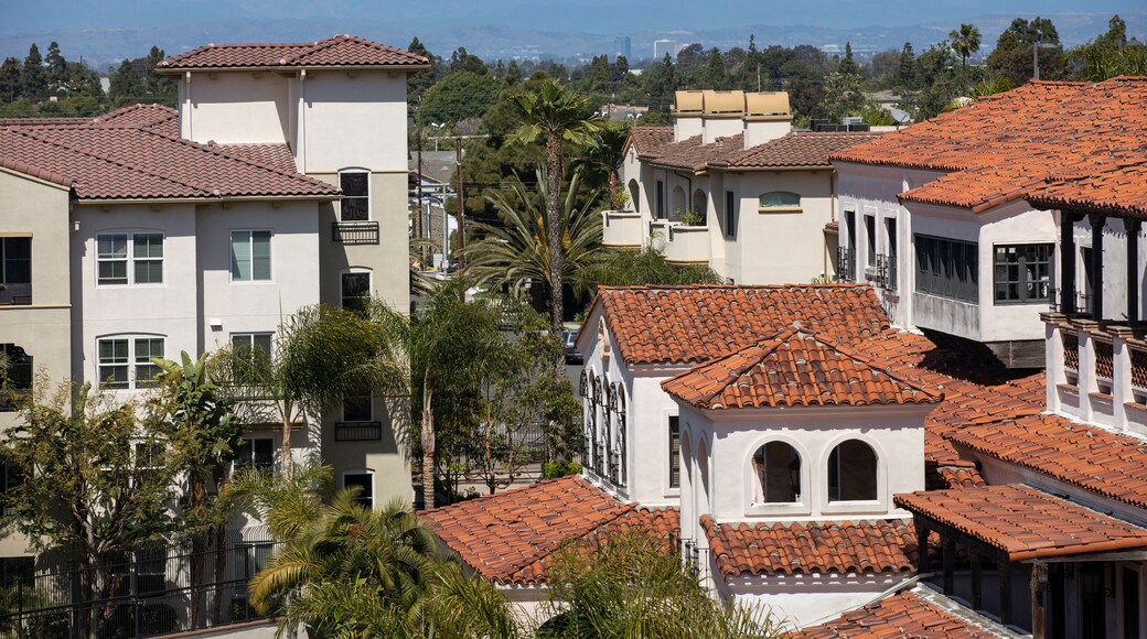 Morning skyline view of dense housing in downtown Costa Mesa, California, USA.