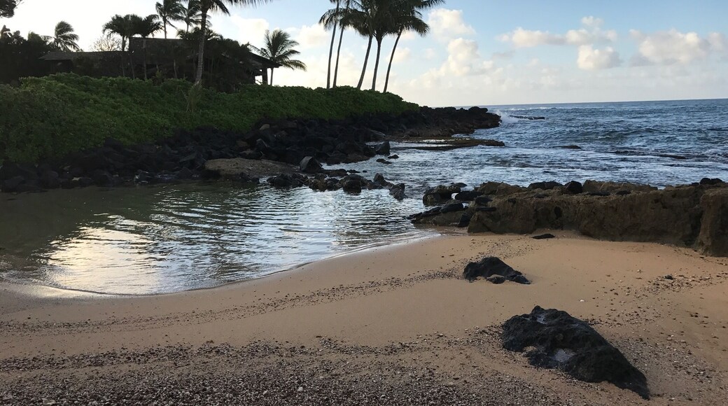 A small secluded beach amongst some lovely vacation homes