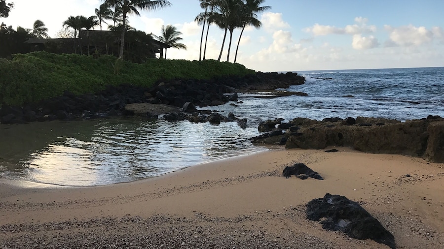 A small secluded beach amongst some lovely vacation homes