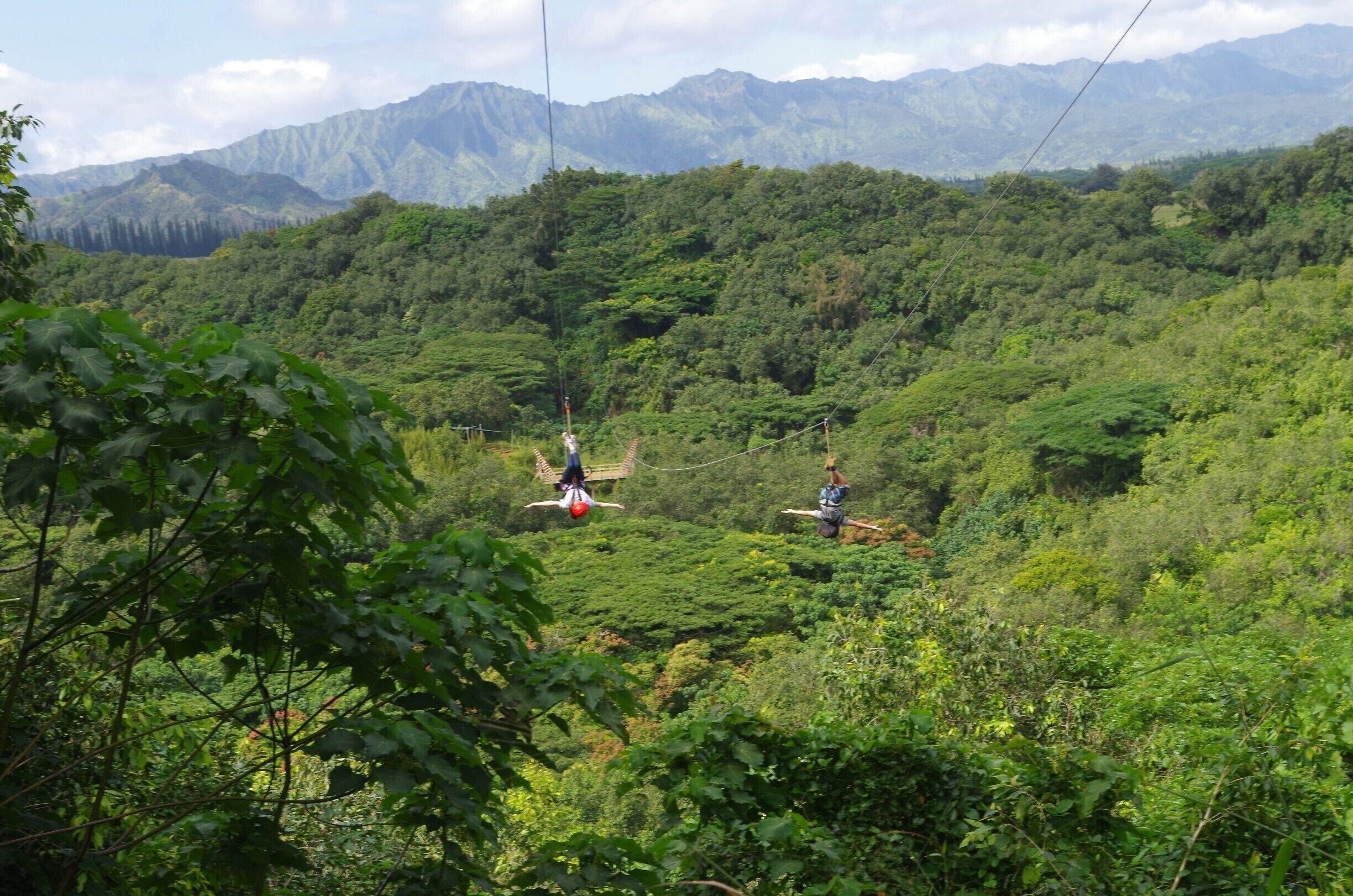 Tandem zip linnig at Kipu Ranch Kauai, Hawaii.  Pretty much an all day adventure. This was so much fun. It is expensive, but well worth it.