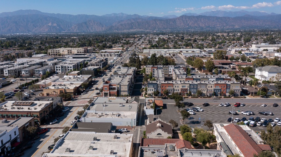 Daytime view of downtown Covina, California, USA.