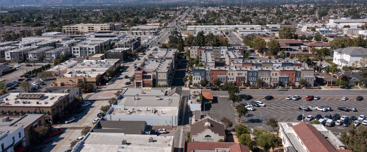 Daytime view of downtown Covina, California, USA.