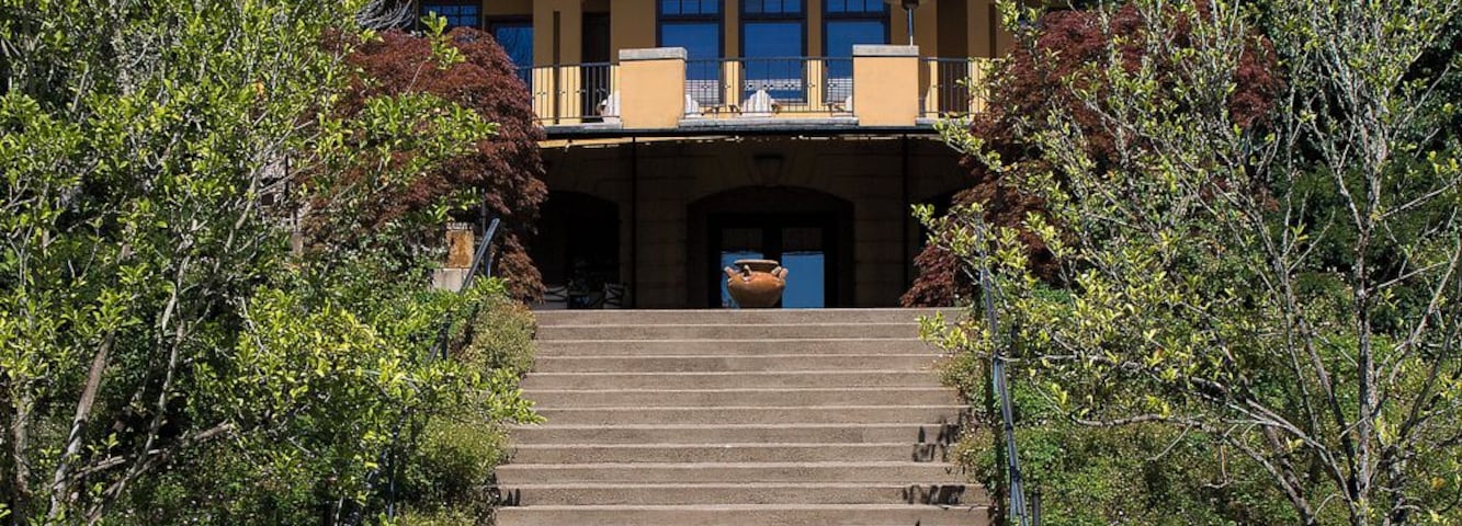 Rear view of the main facilities