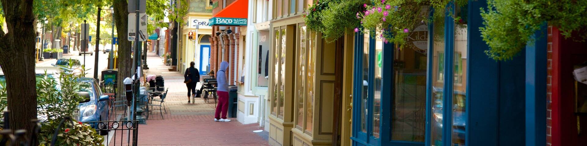 West Chester showing street scenes and a small town or village