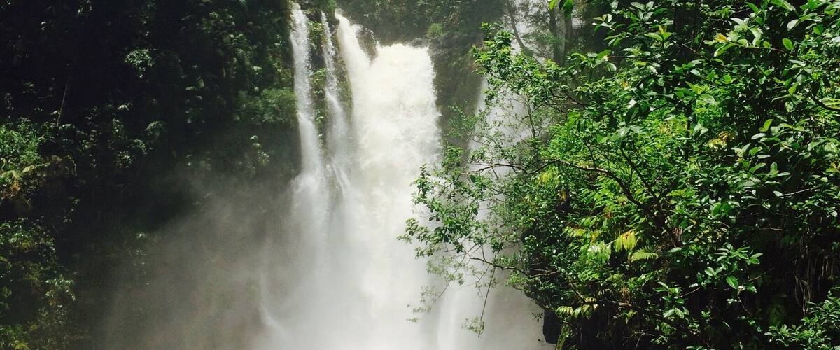 Right off Hana highway. Quick downhill hike if you find the right place to hike down. Worth it but watch your step. It can be slippery.