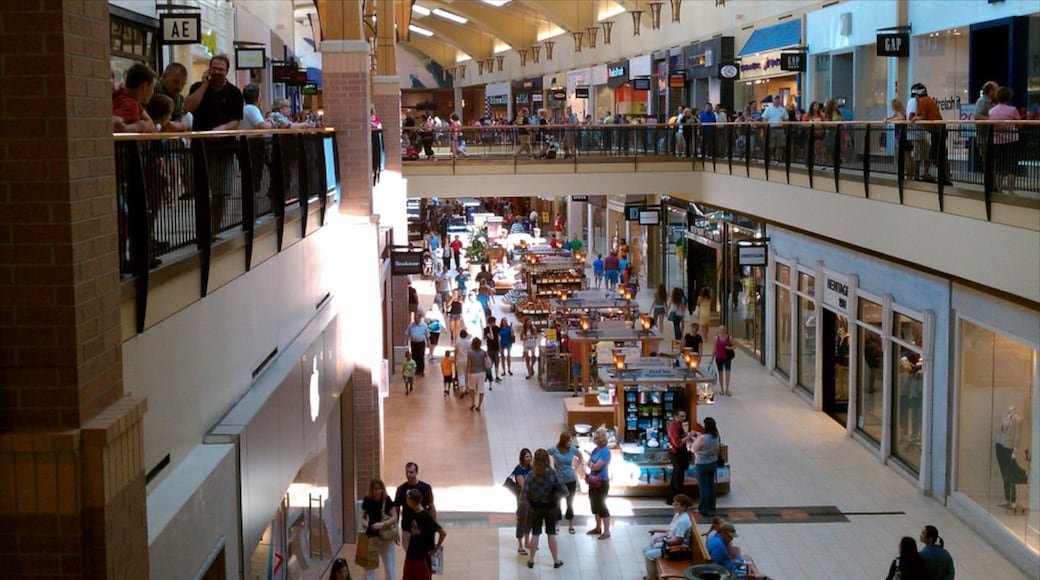 West Des Moines featuring shopping and interior views as well as a large group of people