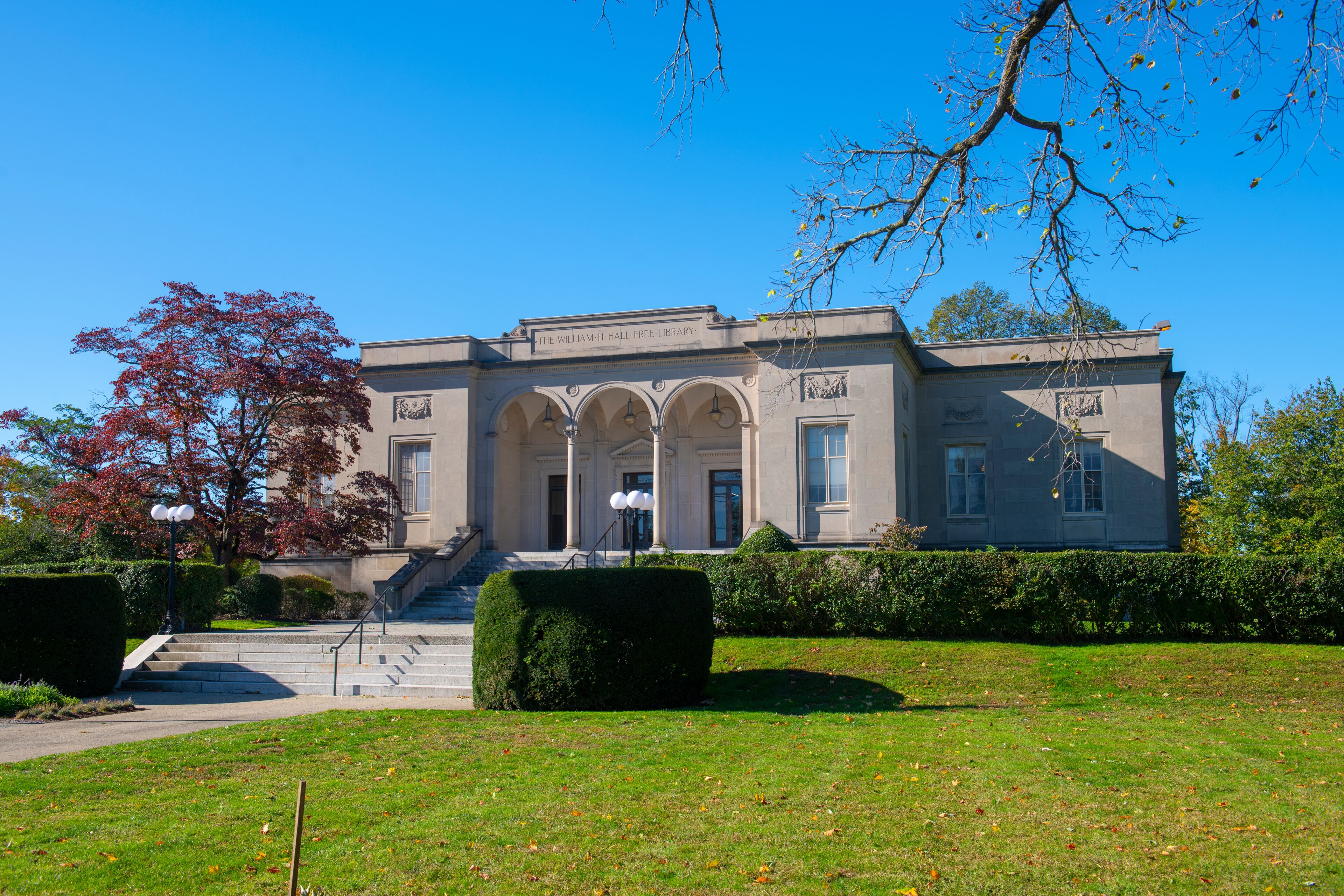 Cranston Public Library William Hall Library at 1825 Broad Street in city of Cranston, Rhode Island RI, USA. 