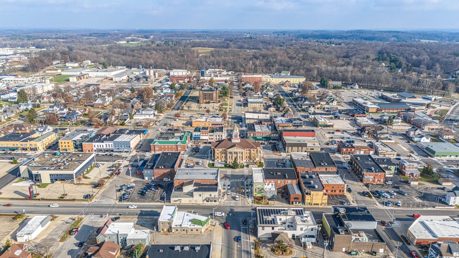 Historic Downtown Jasper, Indiana during Christmas.