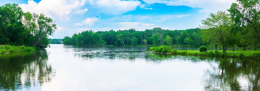 River banks of Fox River in Illinois.