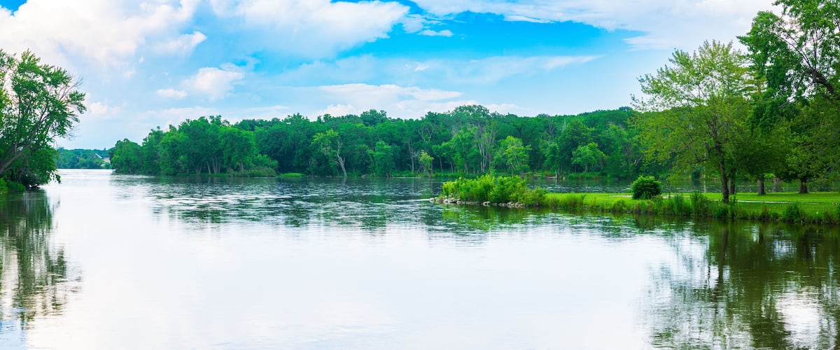 River banks of Fox River in Illinois.