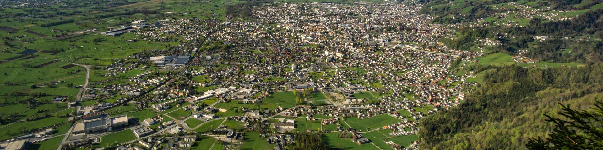 Panorama oberhalb von Dornbirn auf den Bodensee