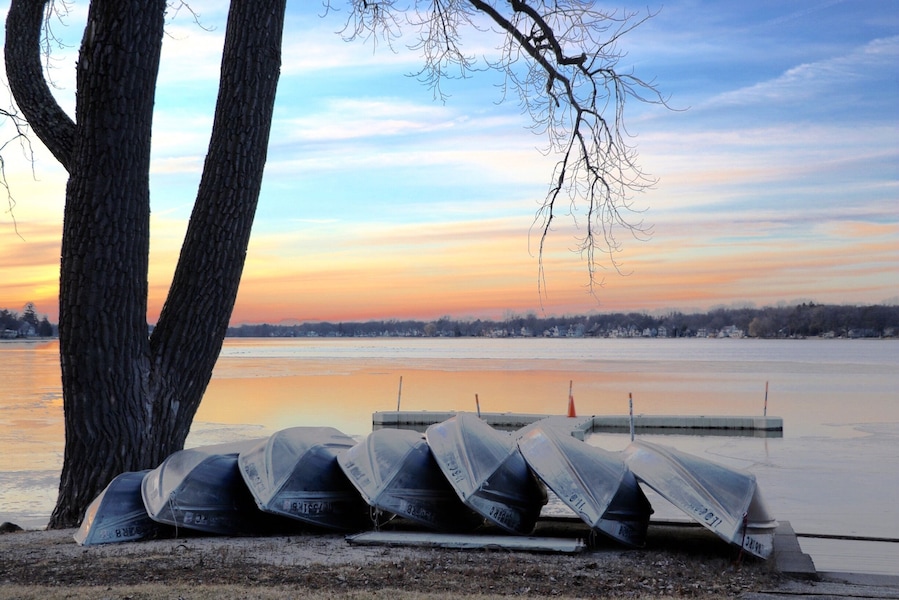 Getting ready for Spring.   Ice is melting and boats are ready to go.  Crystal Lake, IL. #BvSSpring
