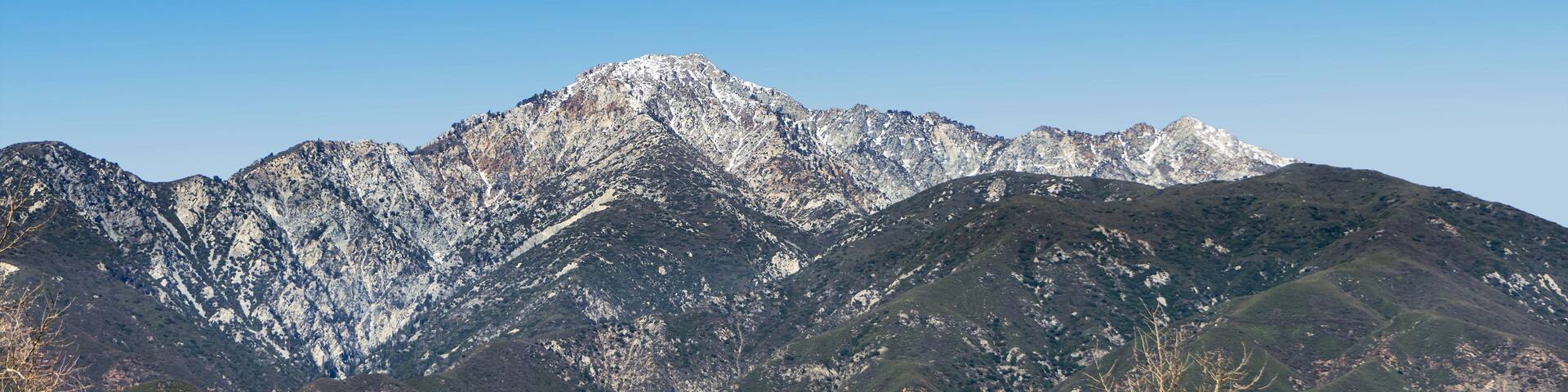 The San Gabriel Mountains with snow on Cucamonga Peak