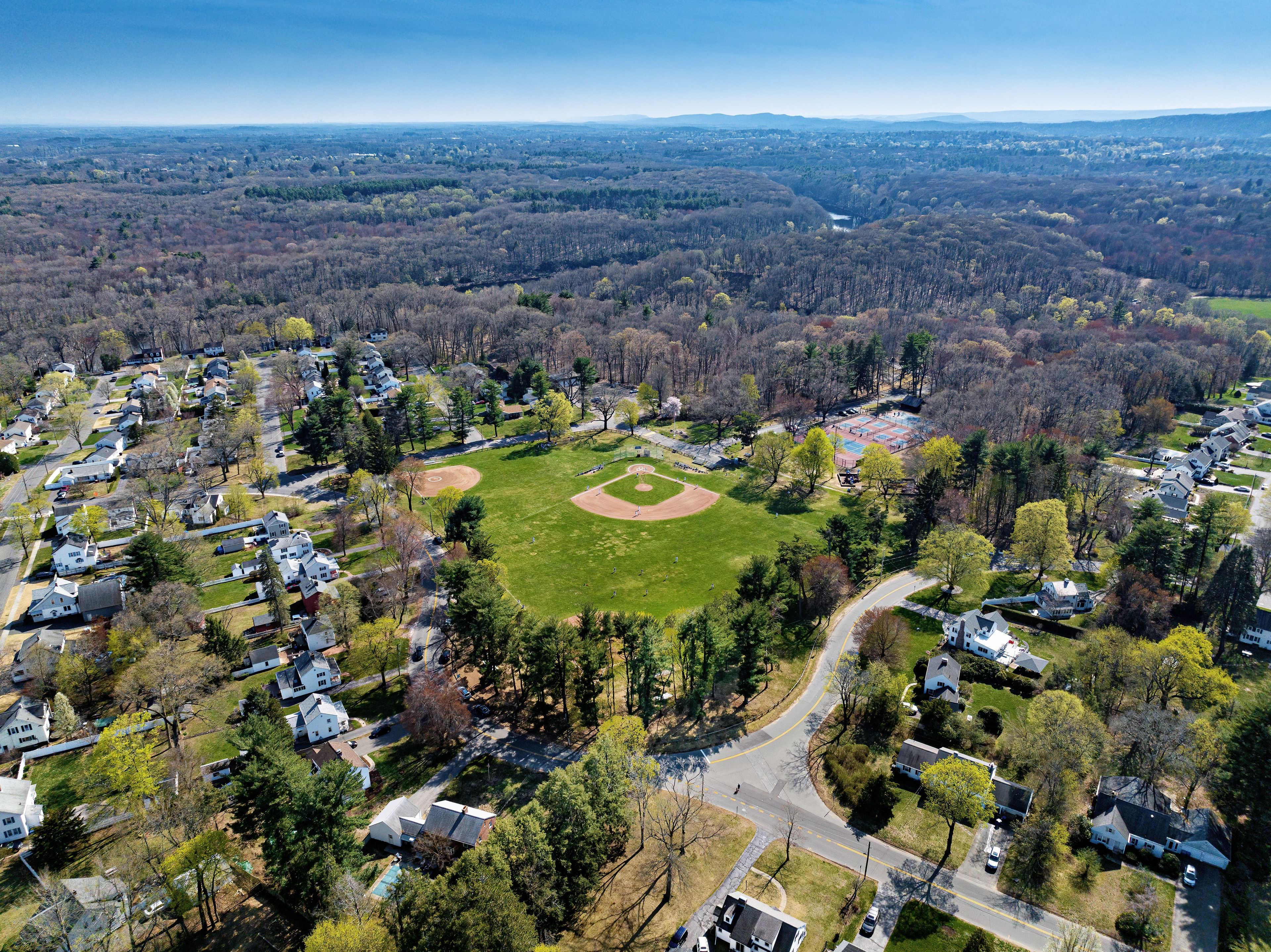 Aerial view of Mittineague Park in West Springfield, Massachusetts