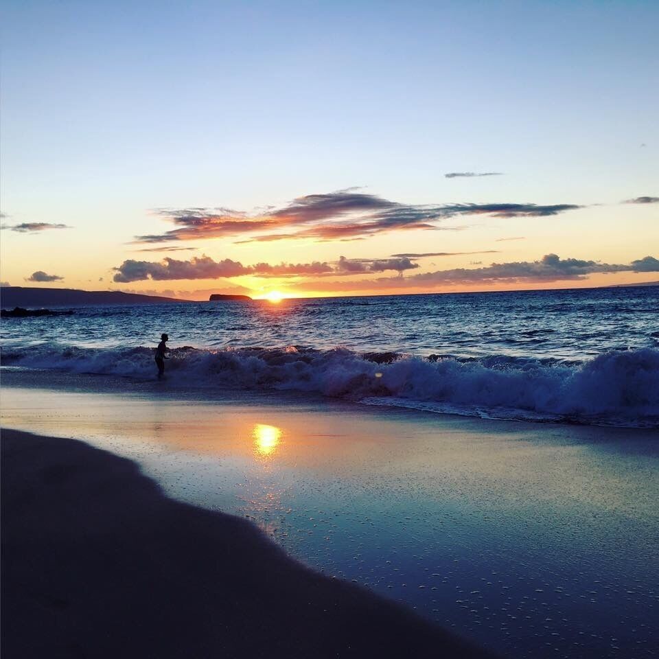 Beautiful sunset on Makena beach,Maui 