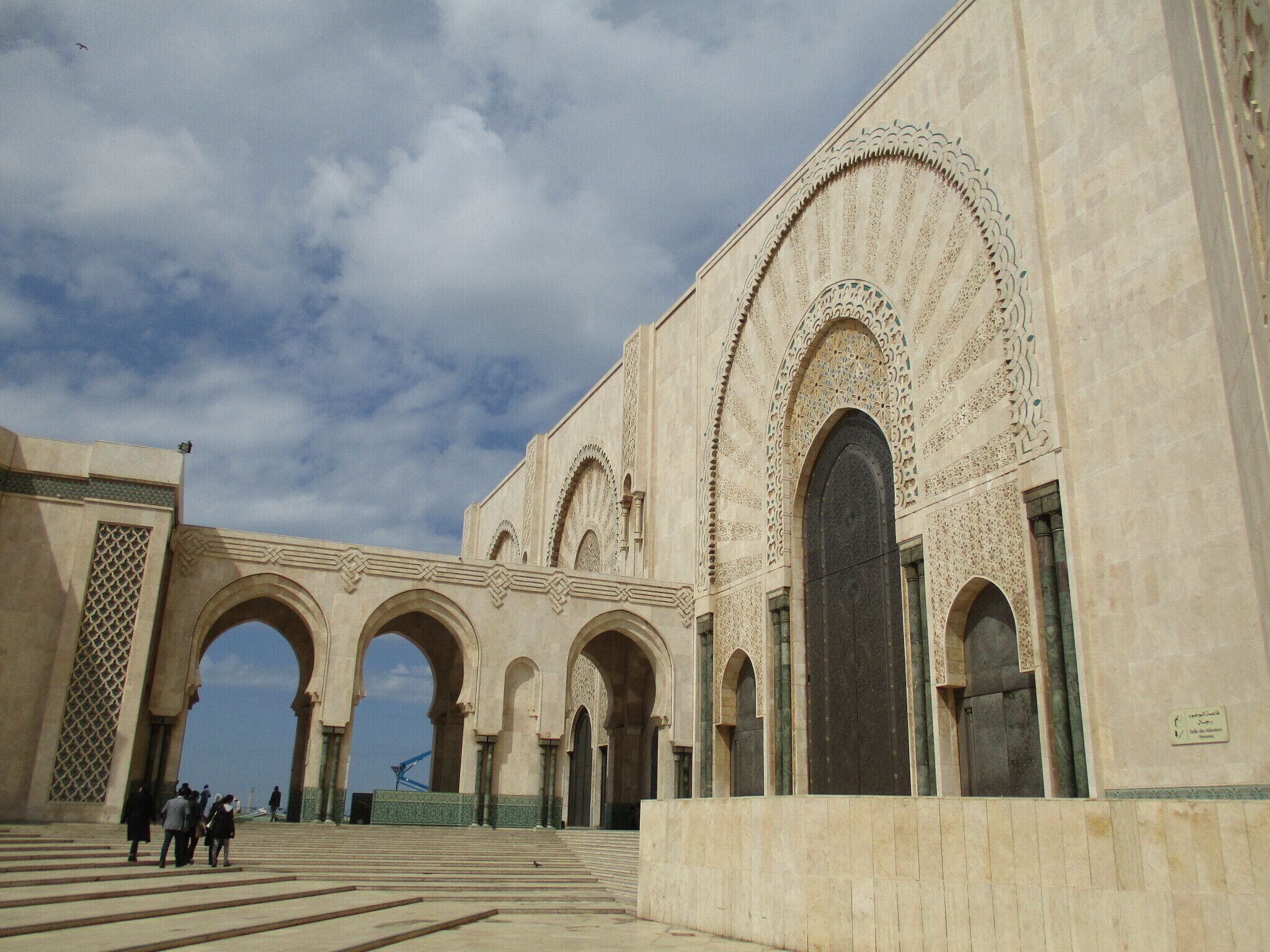 It's a beautiful and expansive building, the largest mosque in Morocco and the fifth largest in the world. The prayer room has a glass floor over the sea, and a retractable roof, and accommodates 25,000 worshippers. 

https://davenotravels.blog