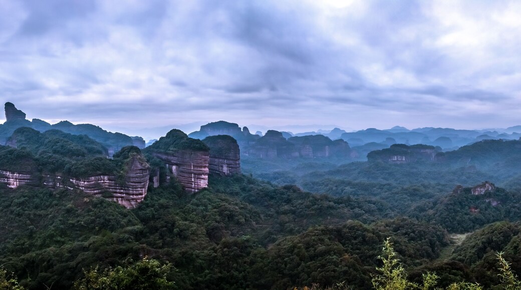 Overview of the famous Mount Danxia, Guangdong, China