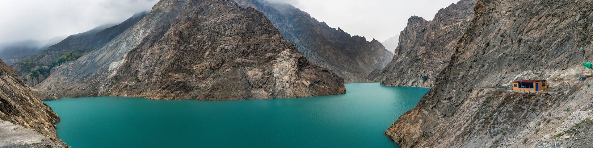 View of Pakistan country along the Hunza River from Hunza Valley to Pasu.