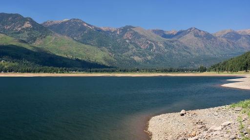 spectacular vallecito reservoir and surrounding mountain peaks on a sunny summer day in the san juan national forest, near durango, colorado