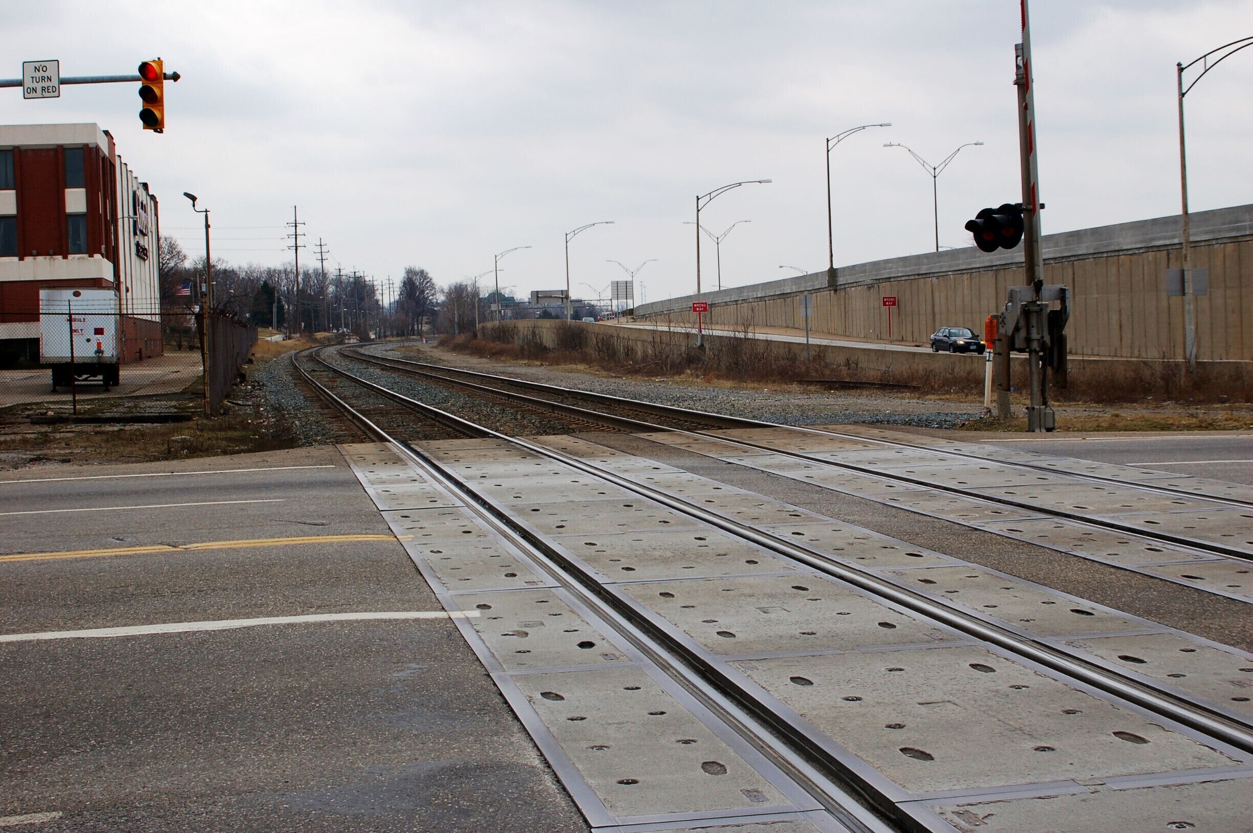 Train tracks by Schwebel's bread plant - March 2013.