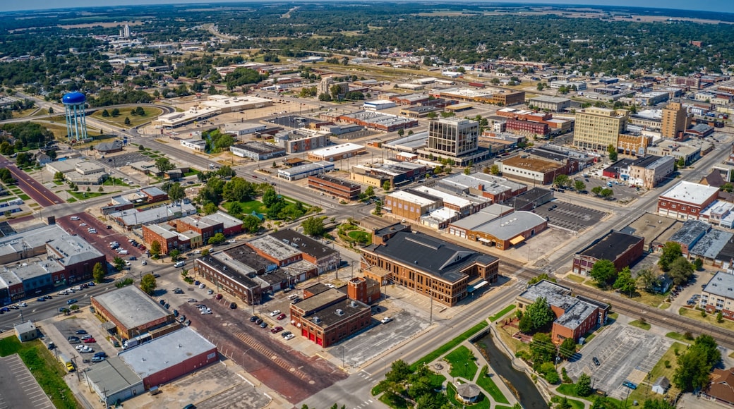 Aerial View of Downtown Hutchinson, Kansas in Summer