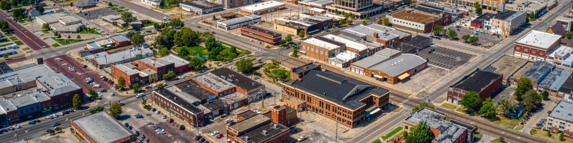 Aerial View of Downtown Hutchinson, Kansas in Summer