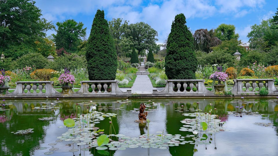 Formal garden with pond at Old Westbury, Long Island