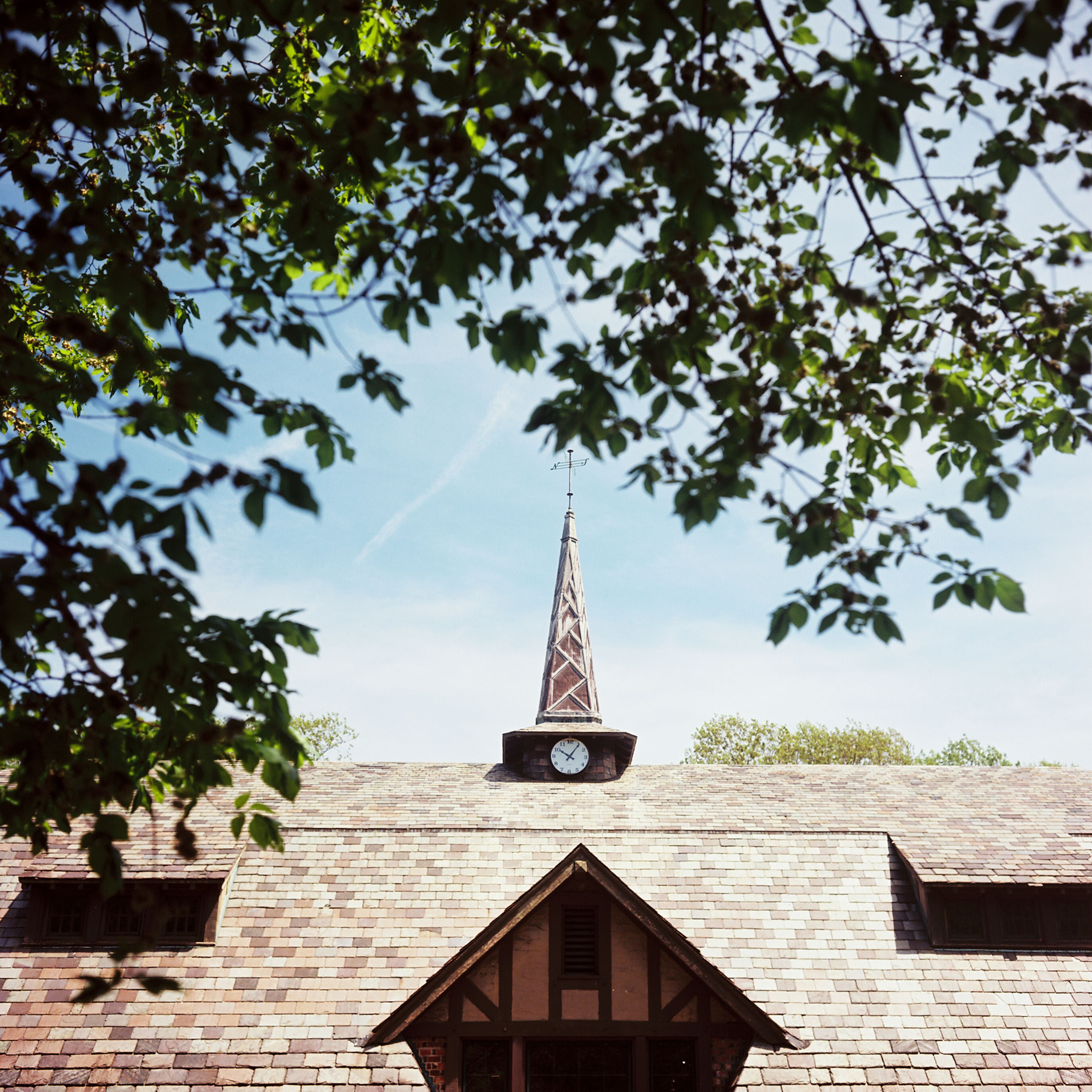 Old Westbury Gardens visitor center and clock tower in New York