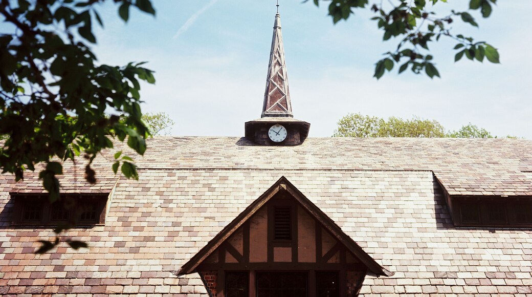 Old Westbury Gardens visitor center and clock tower in New York