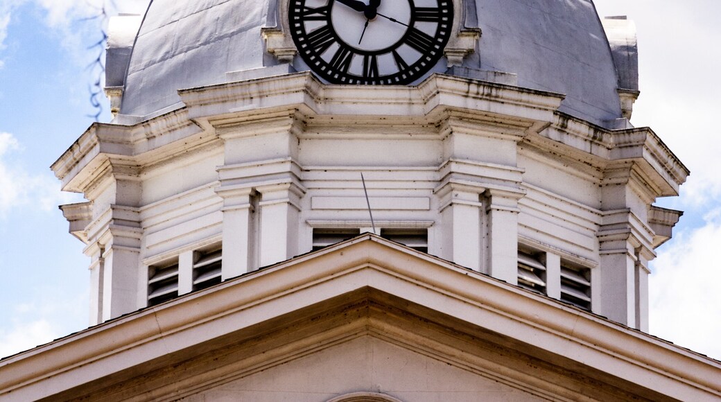 Cuppla with clock on courthouse in Dade City Florida