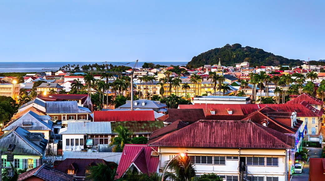 Aerial panorama of Cayenne, the capital of French Guiana in South America